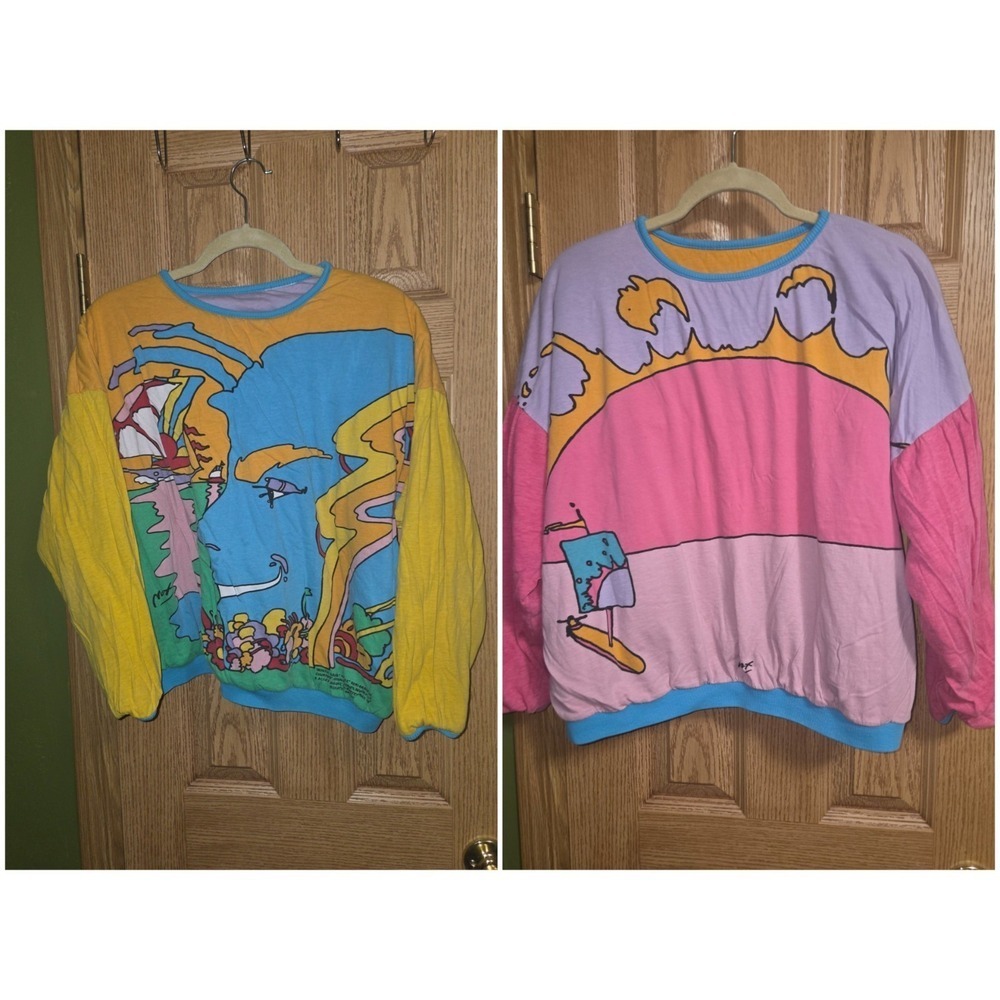 Peter Max Reversible Sweatshirt Mystic Sailing 1989 NeoMax Signature Series